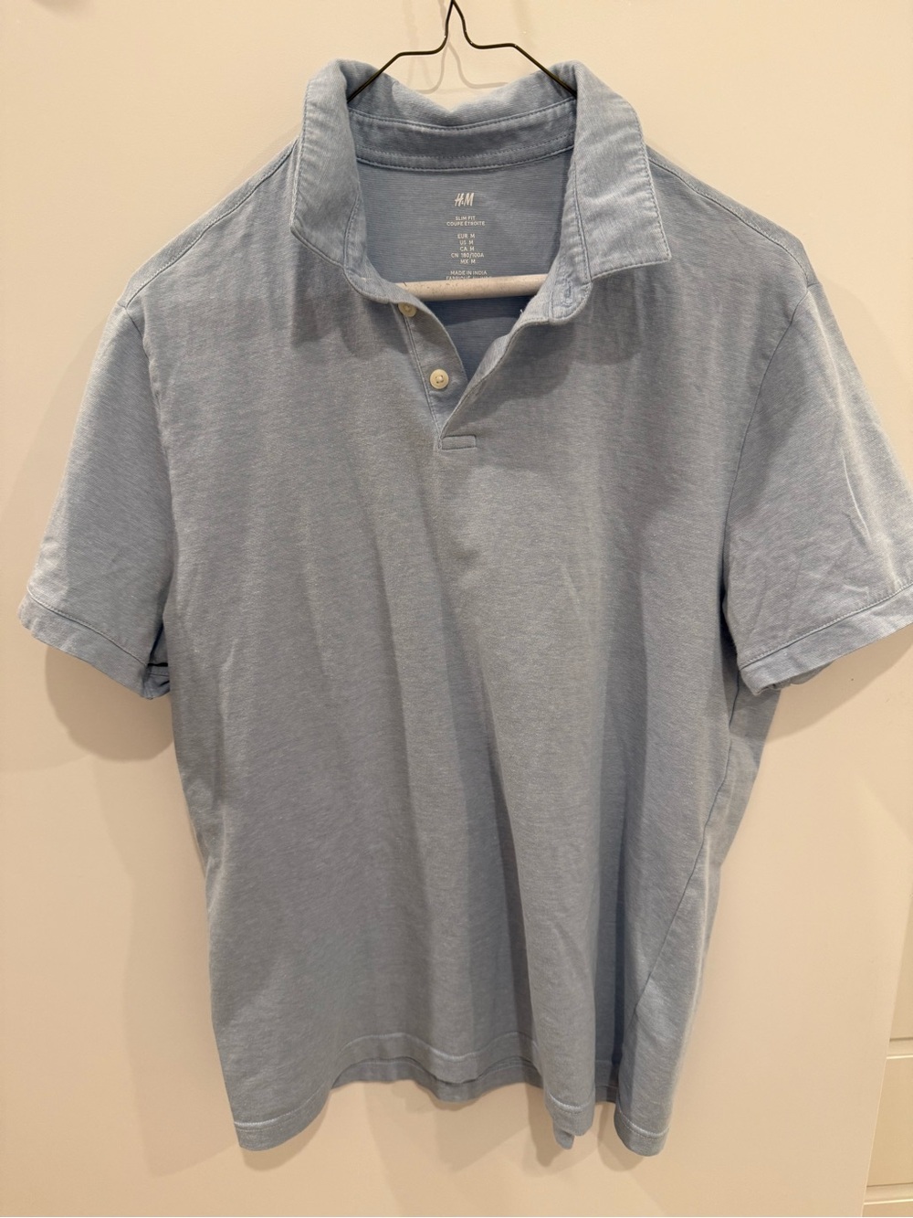 H&M Men's Pale Blue Polo Shirt
